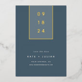 Gold Drop | Moderne minimale Folie Sla de datumkaa Folie Uitnodiging (Voorkant)
