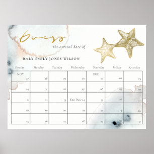 Gold Dusky Blue Beach Starfish Guess Baby Vervalda Poster