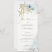 Gold Dusky Blue Beachy Starfish Wedding Menu Kaart (Voorkant)