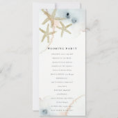Gold Dusky Blue Beachy Starfish Wedding Program Kaart (Achterkant)