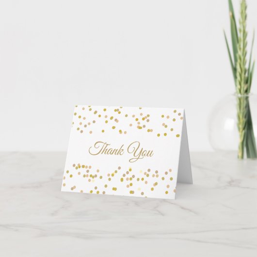 Gold Dust Confetti Elegant Script Bedankt Kaart (Voorkant)
