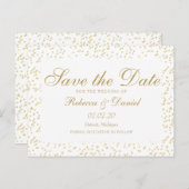 Gold Dust Confetti Script De datum opslaan Aankondigingskaart (Voorkant / Achterkant)