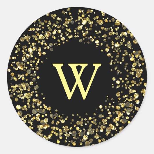 Gold Dust Monogram Ronde Sticker (Voorkant)