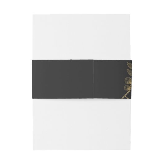 Gold Dust & Outlines Wedding Blk/Gld ID835 Uitnodigingen Wikkel (Achterkant Voorbeeld)