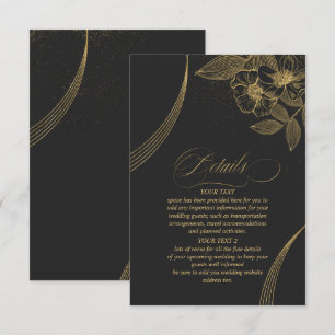 Gold Dust & Outlines Wedding Details Blk/Gld ID835 Informatiekaartje