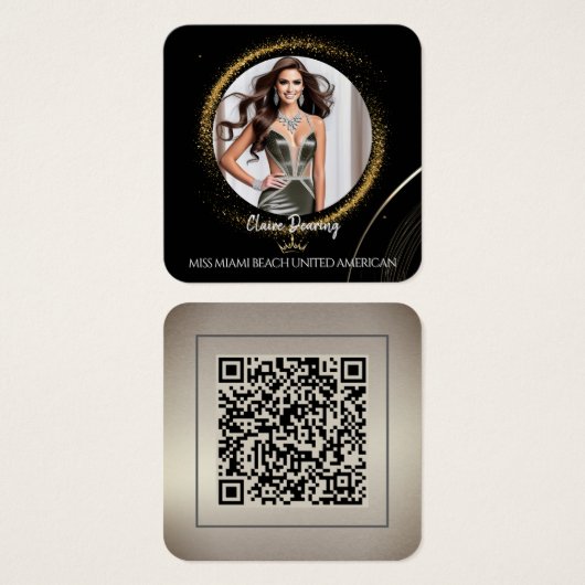 Gold Dust QR Code Photo Profile Card (Devant & derrière)