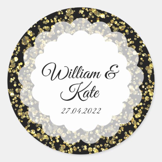 Gold Dust Scollop Ronde Sticker (Voorkant)