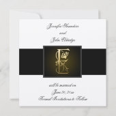 Gold E Monogram sparen de Datum Mededelingen van d Save The Date (Achterkant)