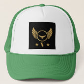 Gold Eagle Afbeelding V letter Initiaal Custom Mon Trucker Pet (Voorkant)