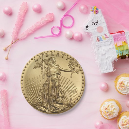 Gold Eagle munt Papieren Bordje (Feest)