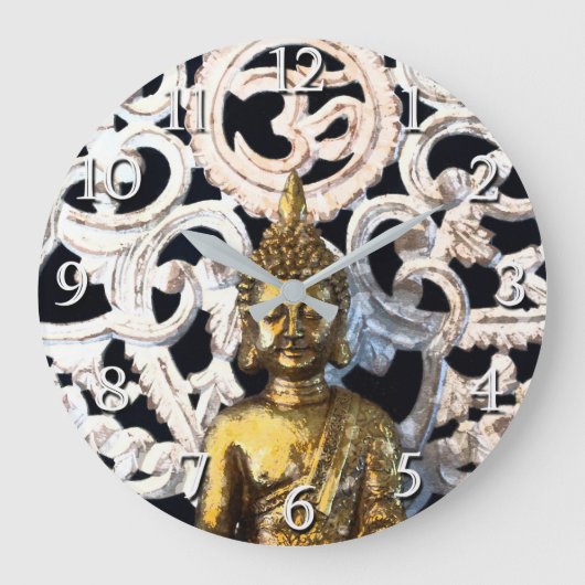 Gold Earth Buddha OM Aum Mantra Ajna Meditation Grote Klok (Voorkant)