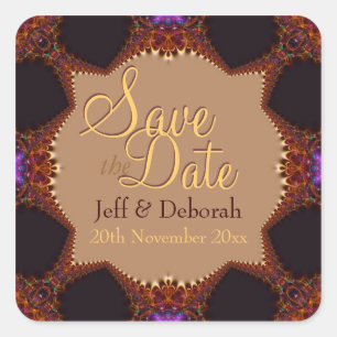 Gold Earthen Unique Save the Date Sticker