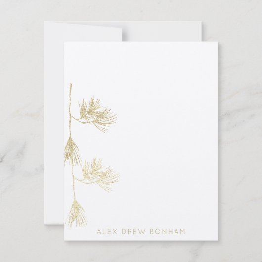 Gold Eastern Pine Needle Branch Note Card Notitiekaartje (Voorkant)