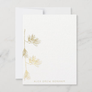 Gold Eastern Pine Needle Branch Note Card Notitiekaartje