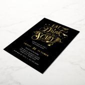 GOLD Eat Drink en eng Halloween Bash Party Folie Uitnodiging (Gedraaid)