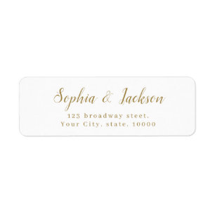 Gold eenvoudig elegant romantisch script return ad etiket