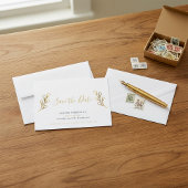 Gold-effect-bladen bewaren de datumkaart save the date