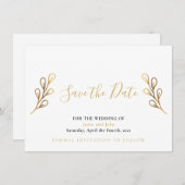 Gold-effect-bladen bewaren de datumkaart save the date (Voorkant / Achterkant)