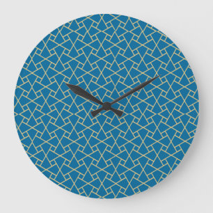 Gold-effect, Blue Islamic Pattern Wall Clock Grote Klok