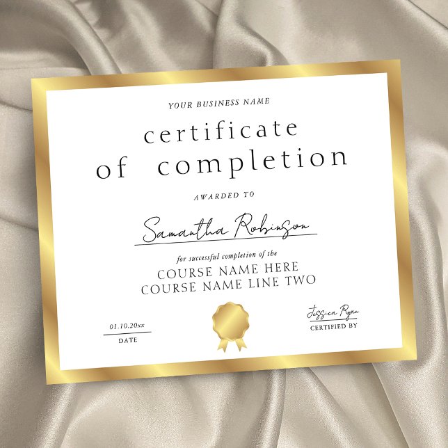 Gold Effect Completion Certificate Business Award (Creator heeft geüpload)