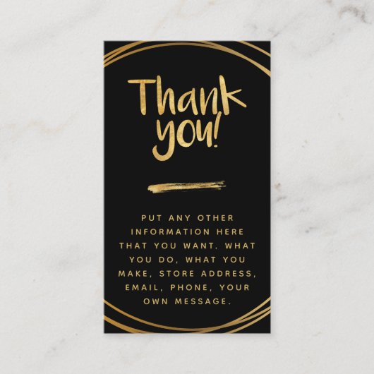 Gold effect klant dank u sociale links informatiekaartje (Voorkant)
