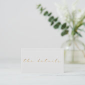 Gold effect script, de details licht grijs informatiekaartje (Staand voorkant)