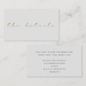 Gold effect script, de details licht grijs informatiekaartje (Voorkant / Achterkant)