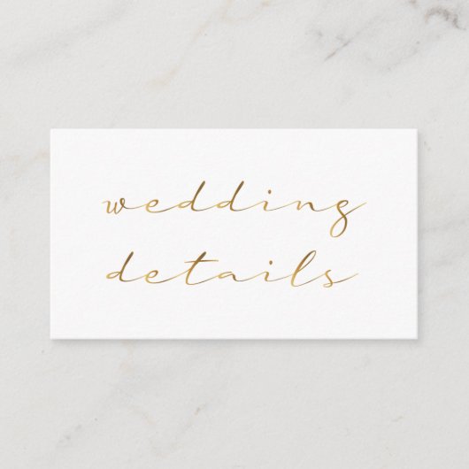 Gold effect script, details wit informatiekaartje (Voorkant)