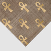 Gold Egyptian Ankh over Tan Decoupage Tissuepapier (Detail)