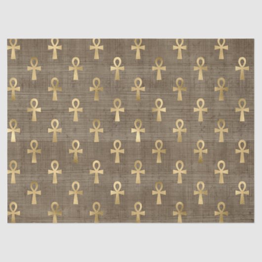Gold Egyptian Ankh over Tan Decoupage Tissuepapier (Voorkant)