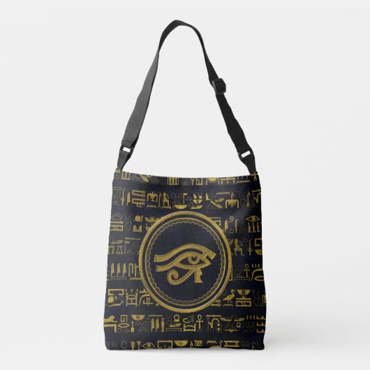 Gold Egyptian Eye of Horus - Wadjet Crossbody Tas (Achterkant)