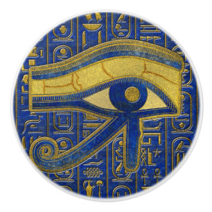 Gold Egyptian Eye of Horus - Wadjet Lapis Lazuli Keramische Knop