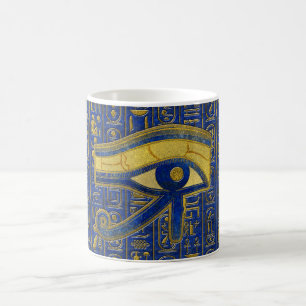 Gold Egyptian Eye of Horus - Wadjet Lapis Lazuli Koffiemok