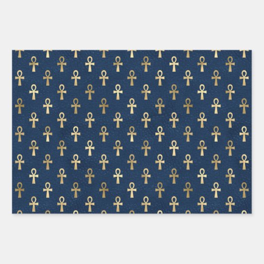 Gold Egyptian Hieroglyph Patronen Inpakpapier Vel (Voorkant)