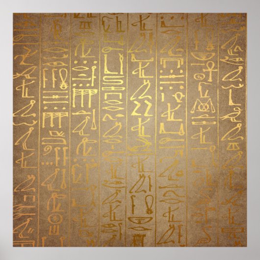 Gold Egyptian Hieroglyphics Paper Print (Voorkant)