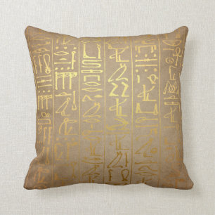 Gold Egyptian Hieroglyphics Paper Print Kussen