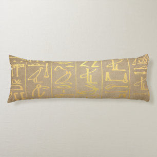  Gold Egyptian Hieroglyphics Paper Print Lichaamskussen