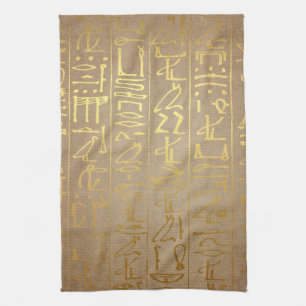 Gold Egyptian Hieroglyphics Paper Print Theedoek