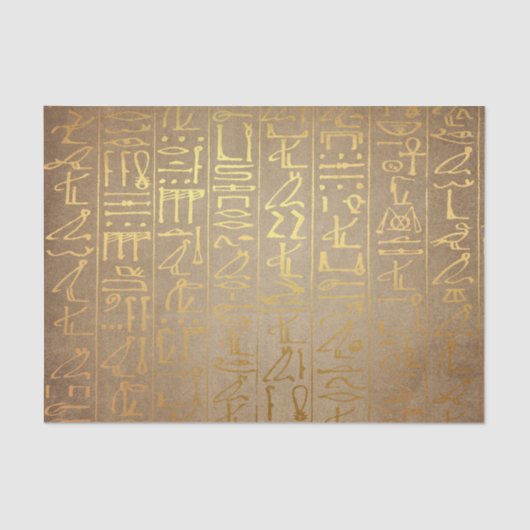 Gold Egyptian Hieroglyphics Paper Print Tissuepapier (Voorkant)
