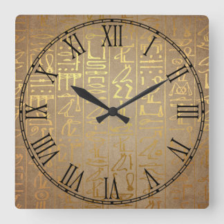 Gold Egyptian Hieroglyphics Paper Print Vierkante Klok