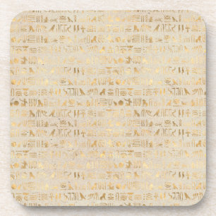 Gold Egyptian Hieroglyphs op Ivory Bier Onderzetter