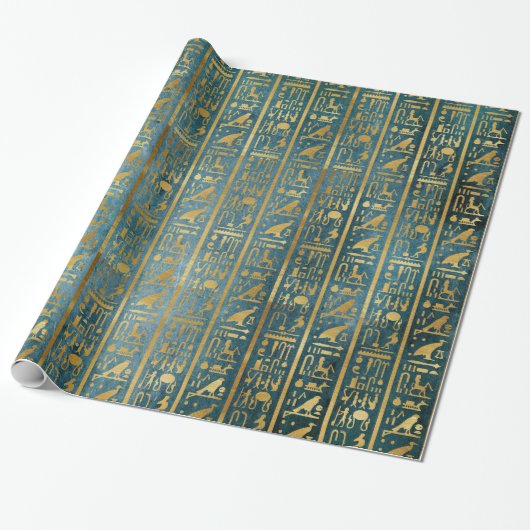 Gold Egyptian Paper Print Cadeaupapier (Uitgerold)