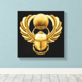 Gold Egyptian Scarab Canvas Afdruk (Insitu (Houten vloer))
