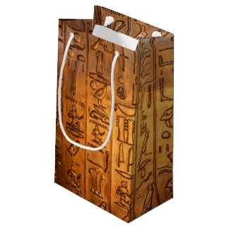 Gold Egyptian Script Gift Bag Klein Cadeauzakje