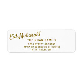 Gold Eid Mubarak Retouradres Sticker Label