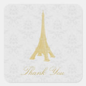 Gold Eiffel Tower Damask Hartelijk dank, Stickers (Voorkant)