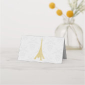 Gold Eiffel Tower Damask-ontvangstkaart (Achterkant)