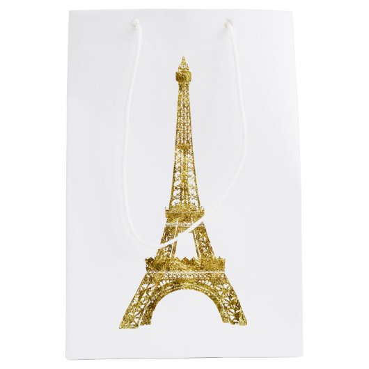 Gold Eiffel Tower Medium Cadeauzakje (Voorkant)