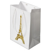 Gold Eiffel Tower Medium Cadeauzakje (Voorkant Gekanteld)