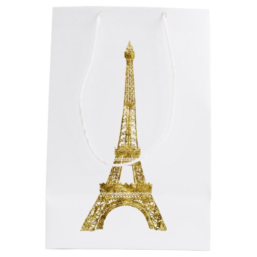 Gold Eiffel Tower Medium Cadeauzakje (Achterkant)